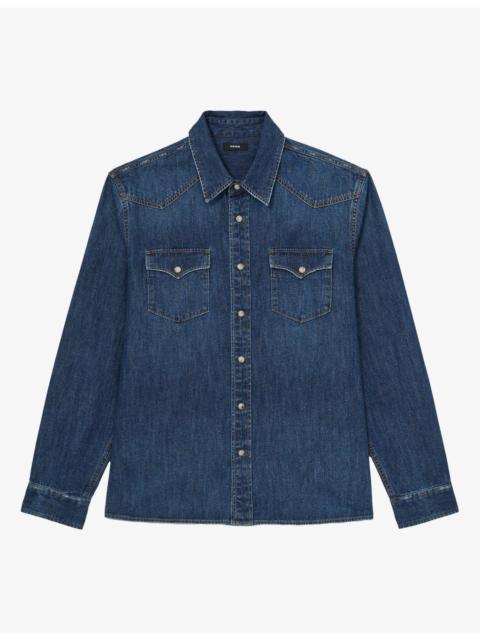 REISS Mountain Regular-Fit Cotton And Linen-Blend Denim Shirt