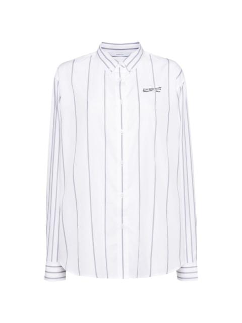 logo-embroidered striped shirt