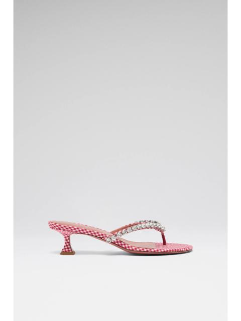 Amina Muaddi GIGI THONG SLIPPER 45 RED AND WHITE VICHY