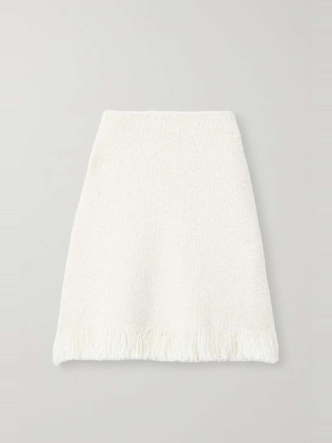 Frayed wool-blend bouclé mini skirt