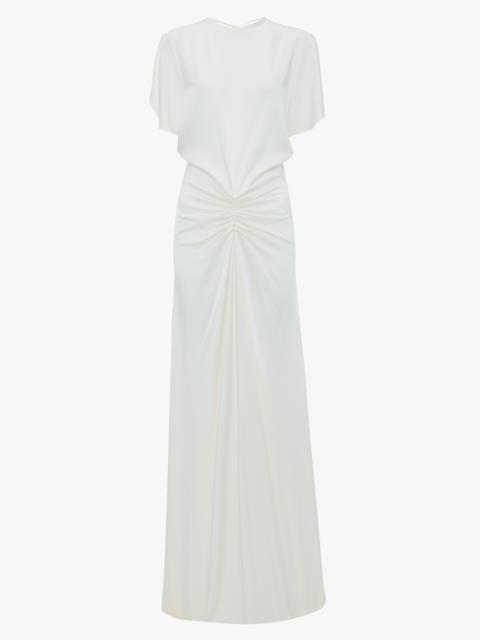 Victoria Beckham Gathered Waist Floor-Length Dress In Ivory