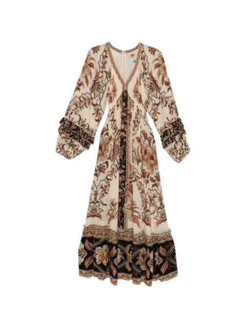 FARM RIO Majestic Garden ruffled floral-print dress