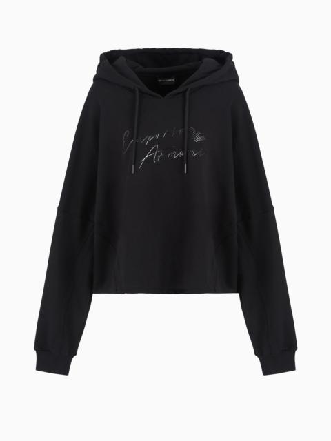 ASV hooded sweatshirt with shiny rubberised logo in organic French terry