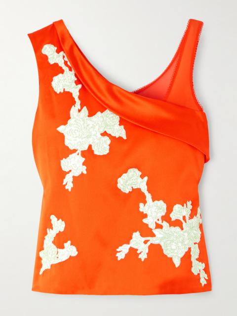 VERSACE Appliquéd Silk-satin Top