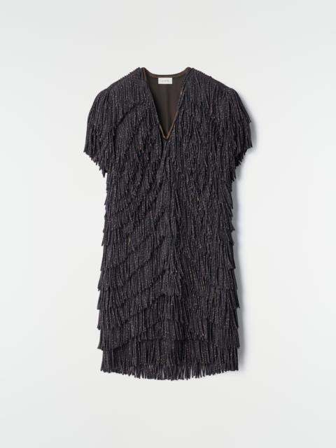 Lemaire FRINGED DRESS IN SNAKE PRINTED DRY SILK