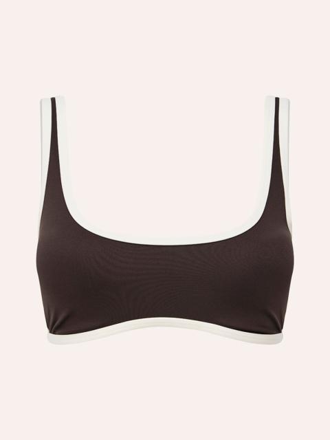 P.E NATION SOLIS SCOOP SPORTS BRA IN COFFEE & WHISPER WHITE