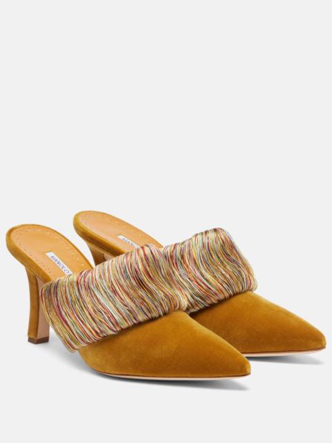Manolo Blahnik Caldean 90 velvet mules