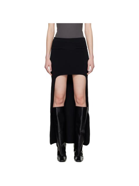courrèges Black Circle Edged Long Knit Midi Skirt