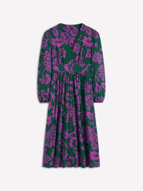 BODEN Natalia Long Sleeve Tea Dress-Emerald Night, Elaborate Vine