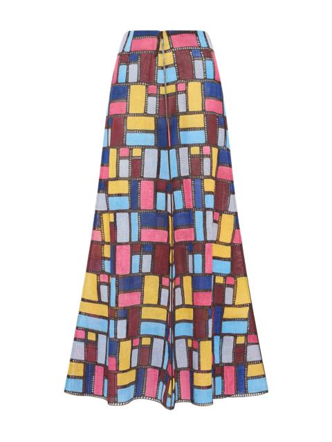 GABRIELA HEARST Selma Patchwork Embroidered Maxi Skirt in Aurora Multi Linen
