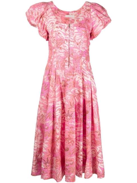 ULLA JOHNSON botanical-print zip-up dress