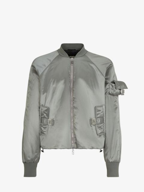 FENDI Dove gray nylon bomber jacket