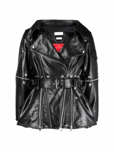 belted-waist biker jacket