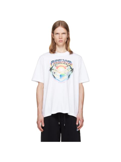 CASABLANCA White Airspray Short Sleeve T‑shirt