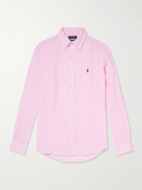 Polo Ralph Lauren Button-Down Collar Logo-Embroidered Linen Shirt
