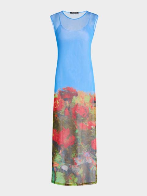 Wynn Hamlyn Printed Mesh Maxi Dress