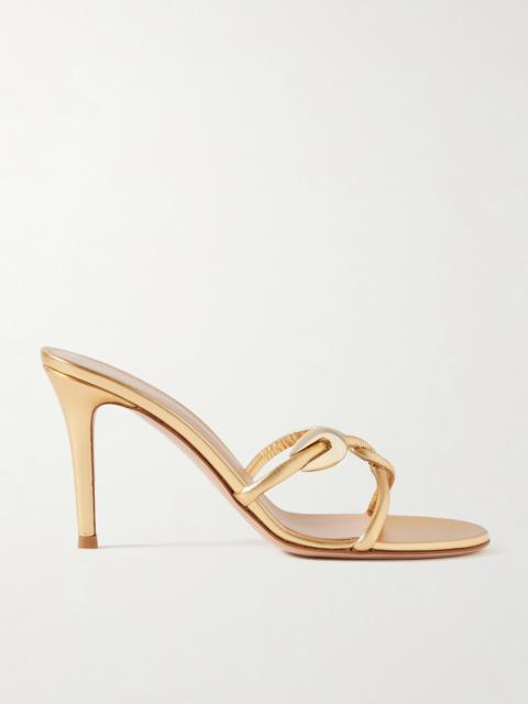 Gianvito Rossi Jungle Mamba 85 Embellished Metallic Leather Mules