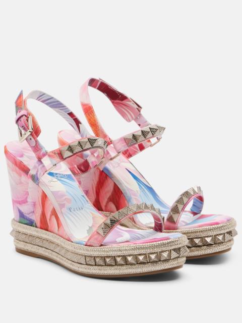 Christian Louboutin Pyra Clou studded floral chiné espadrille wedges