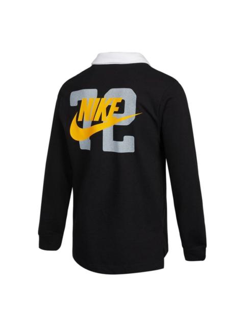Nike Men's Nike Sportswear Rugby Sports Printing Knit Long Sleeves Autumn Black Polo Shirt DD6180-010