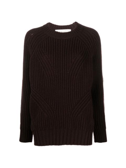 elbow-patch ribbed-knit jumper