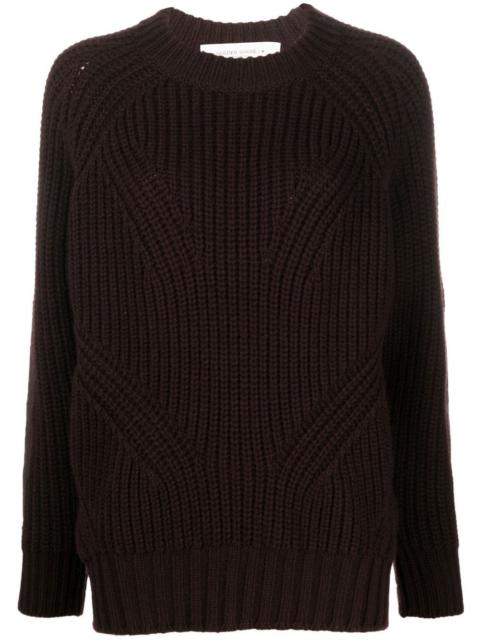 elbow-patch ribbed-knit jumper