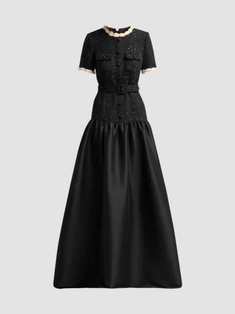 BADGLEY MISCHKA Women's Embellished Tweed & Satin Gown - Black