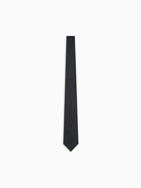 EMPORIO ARMANI PURE SILK TIE WITH JACQUARD MONOGRAM