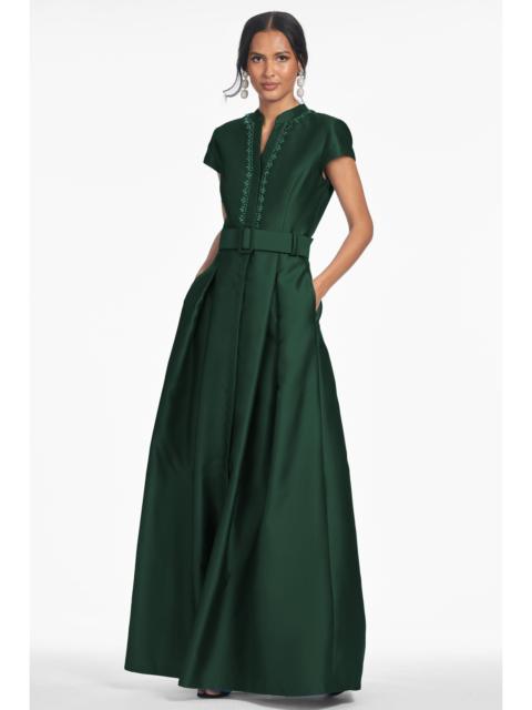 SACHIN & BABI EMBELLISHED MARTA GOWN - LODEN