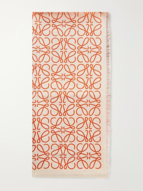 Loewe Anagram-intarsia Wool, Silk And Cashmere-blend Scarf