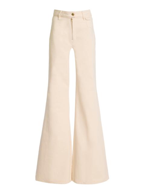 ULLA JOHNSON Zephyr High-Rise Denim Flared Jeans white