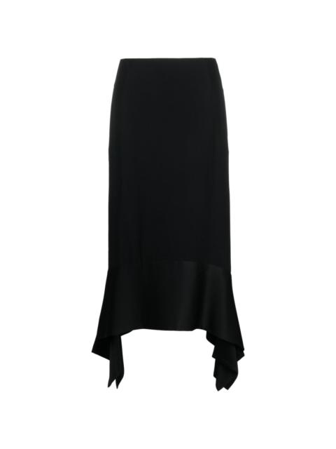 asymmetric crepe-texture midi skirt