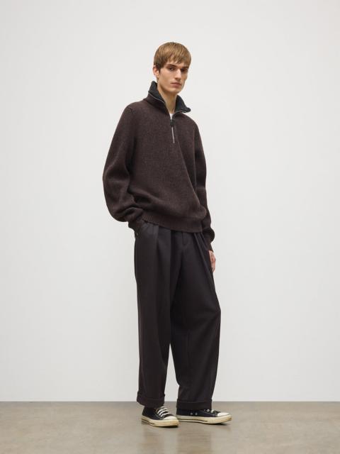 Johnstons of Elgin Chalmers Brown & Charcoal Half Zip Lambswool Jumper