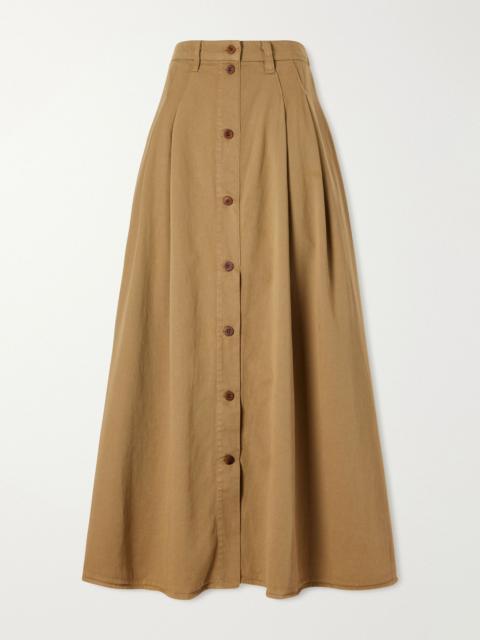 JAMIE HALLER The Venetian pleated cotton-twill midi skirt Camel
