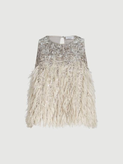 Brunello Cucinelli Dazzling dégradé top in cotton and silk fil coupé