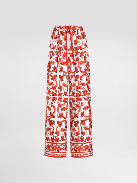 Dolce & Gabbana Majolica-print silk trousers