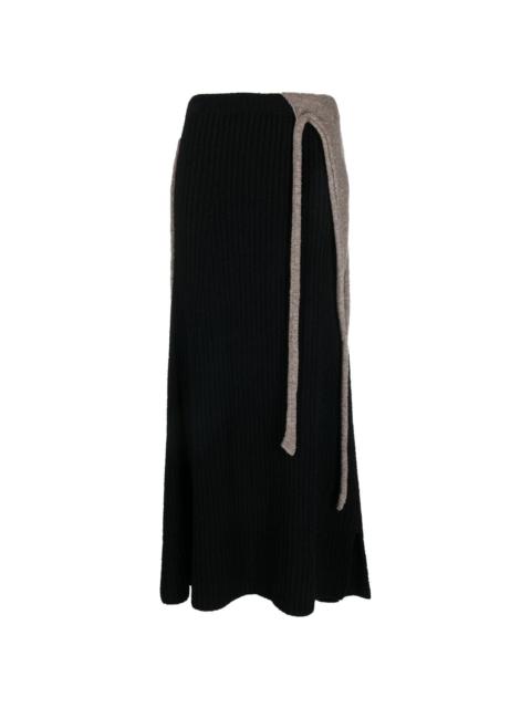 ribbed-knit boucle maxi skirt