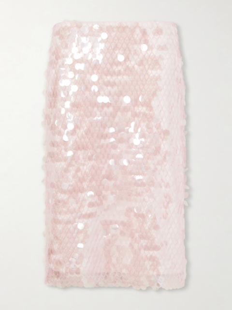 TORY BURCH Sequin-embellished Mesh-jersey Midi Skirt