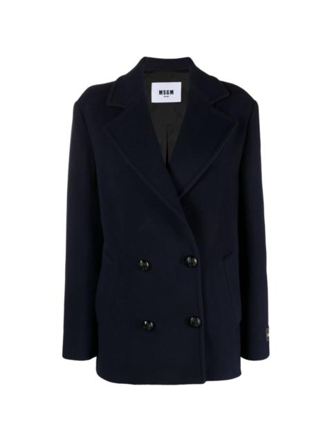 MSGM double-breasted logo-patch jacket
