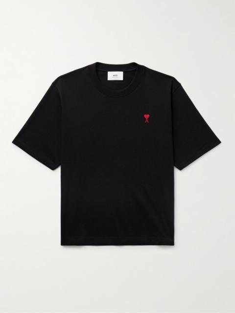 AMI Paris Logo-Embroidered Organic Cotton-Jersey T-Shirt