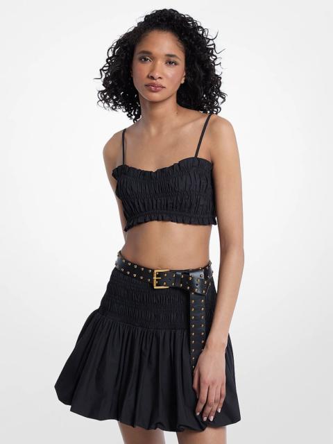 MICHAEL KORS Smocked Cotton Poplin Bra Top