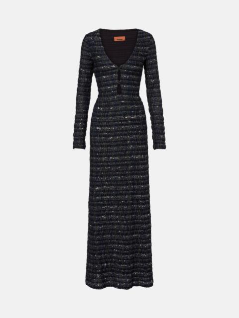 Missoni Cutout knitted lamé maxi dress