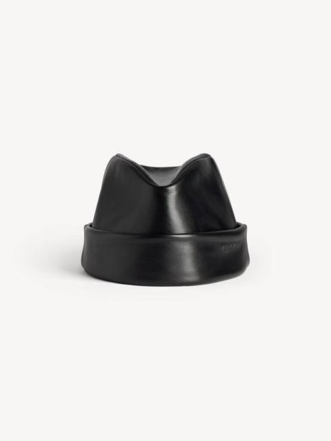BALENCIAGA Men's Leather Beanie in Black