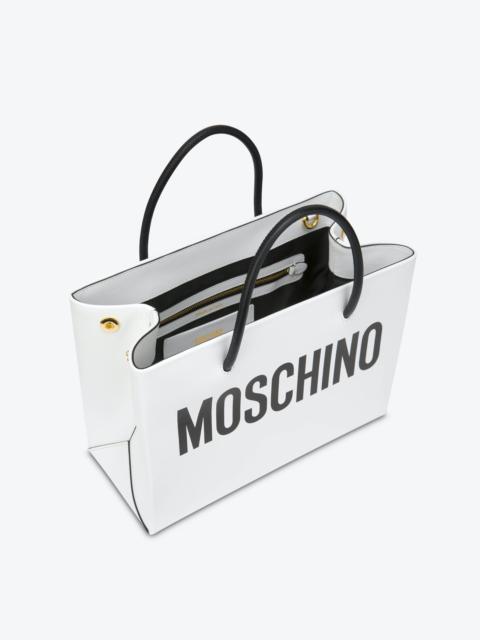Moschino SMALL CALFSKIN SHOPPER WITH LOGO