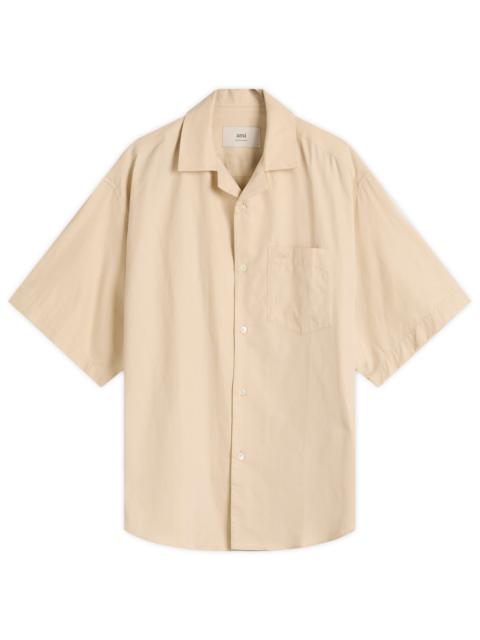 AMI Paris BEIGE COTTON SHORT 소매 상자 SHIRT