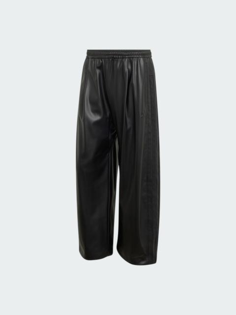 adidas STADIUM OVERSIZED FIT FAKE LEATHER FULL LENGTH OPEN HEM PANTS