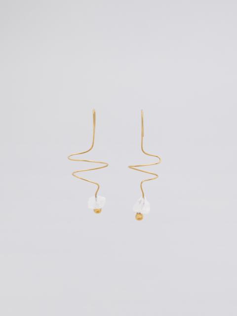 Marni TEARS HOOK EARRINGS IN GOLD-TONE BRASS AND QUARTZ