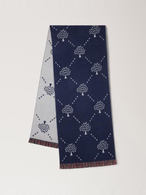 Mulberry Mulberry Diamond Tree Jacquard Scarf Night Sky & Eggshell Wool