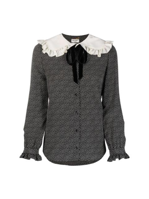 Peter Pan-collar polka-dot blouse