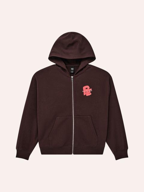 P.E NATION TIDAL ZIP THRU HOODIE IN DARK PLUM