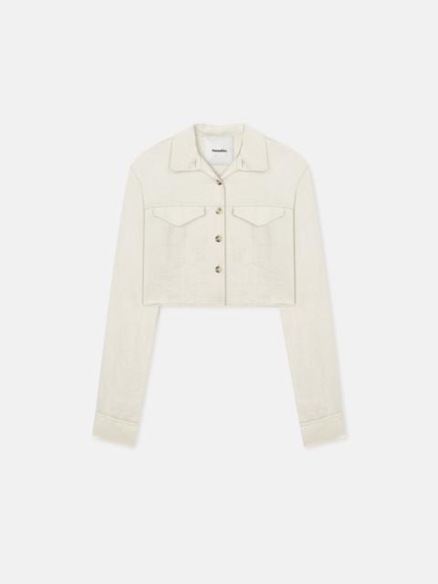 Nanushka Cropped Crinkled-Satin Shirt